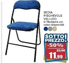 Sedia pieghevole velluto