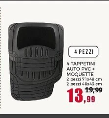 Happy Casa 4 tappetini auto pvc + moquette offerta