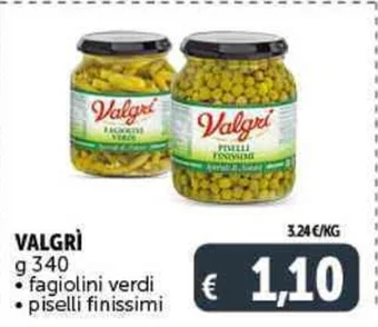 Deco Supermercati VALGRI g 340 fagiolini verdi piselli finissimi offerta