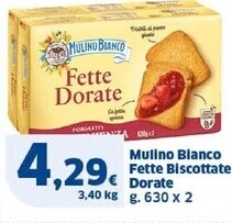 Sigma Mulino bianco fette biscottate dorate offerta