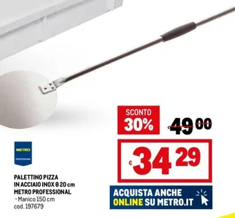 Metro PALETTINO PIZZA IN ACCIAIO INOX Ø 20 cm METRO PROFESSIONAL offerta