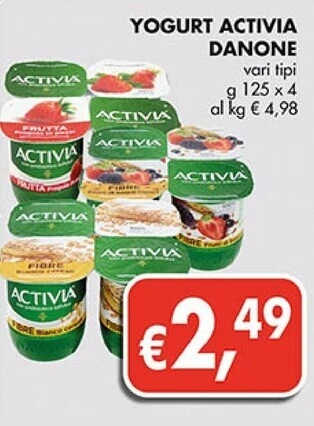Coal Danone yogurt activia offerta
