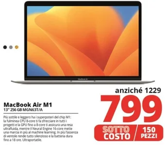 Comet MacBook Air M1 13" 256 GB MGN63T/A offerta