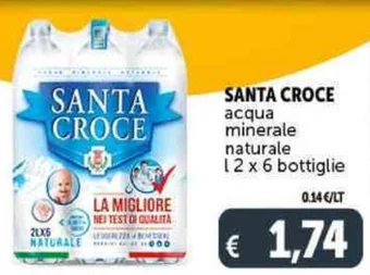 Deco Supermercati SANTA CROCE acqua minerale naturale L 2 x 6 bottiglie offerta