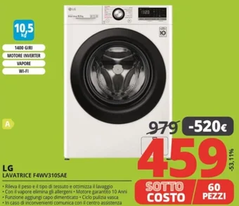 Comet LG LAVATRICE F4WV310SAE offerta