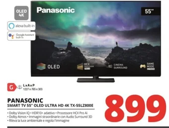Comet PANASONIC SMART TV 55" OLED ULTRA HD 4K TX-55LZ800E offerta