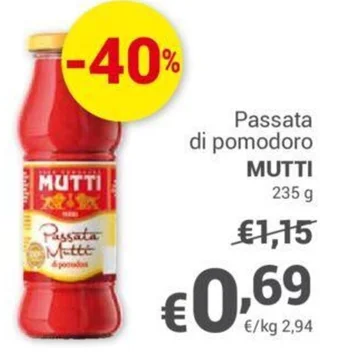 Unes Passata di pomodoro MUTTI 235 g offerta