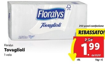 Lidl Floralys - tovaglioli offerta