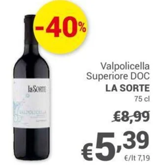 Unes Valpolicella Superiore DOC LA SORTE 75 cl offerta