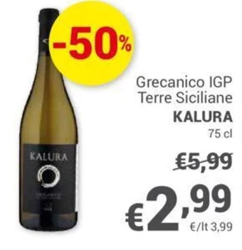 Unes Grecanico IGP Terre Siciliane KALURA 75 cl offerta
