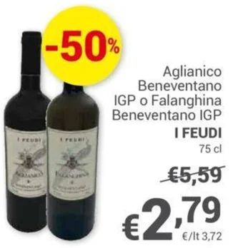 Unes Aglianico Beneventano IGP o Falanghina Beneventano IGP I FEUDI 75 cl offerta
