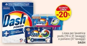 Unes Linea per lavatrice pods 19 o 31 lavaggi o polvere 37 lavaggi DASH offerta