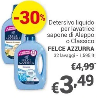 Unes Detersivo liquido per lavatrice sapone di Aleppo o Classico FELCE AZZURRA 32 lavaggi - 1,595 It offerta
