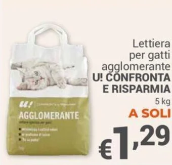 Unes Lettiera per gatti agglomerante U! CONFRONTA E RISPARMIA 5 kg offerta