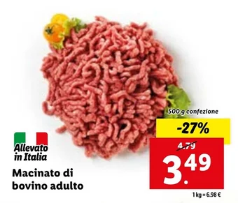 Macinato di bovino adulto 500 g confezione