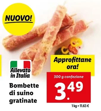 Lidl Bombette di suino gratinate 300 g confezione offerta