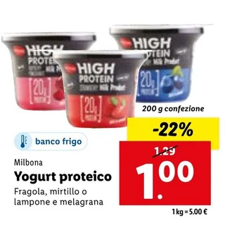 Lidl Milbona Yogurt proteico 200 g confezione offerta