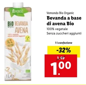 Vemondo Bio Organic Bevanda a base di avena Bio 11 confezione