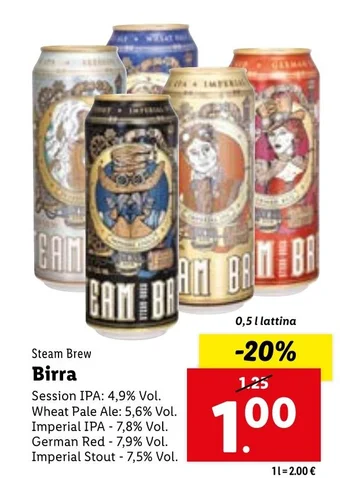 Lidl Steam Brew Birra 0,5 l lattina offerta