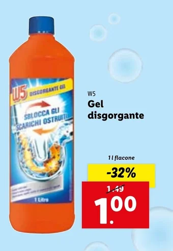 Lidl W5 Gel disgorgante 1 l flacone offerta