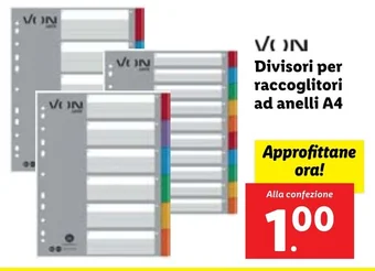 VON Divisori per raccoglitori ad anelli A4