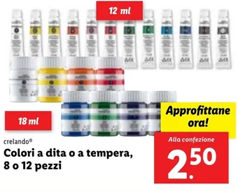 Lidl crelando Colori a dita o a tempera, 8 o 12 pezzi offerta