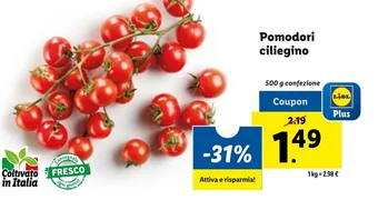 Lidl Pomodori ciliegino 500 g confezione offerta