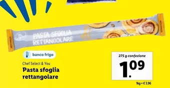 Lidl Chef Select & You Pasta sfoglia rettangolare 275 g confezione offerta
