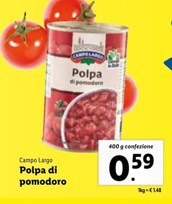 Lidl CAMPO LARGO Polpa di pomodoro 400 g confezione offerta