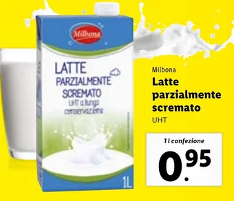 Lidl Milbona Latte parzialmente scremato UHT 1 l confezione offerta