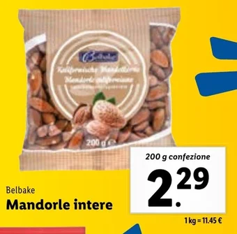 Lidl Belbake Mandorle intere 200 g confezione offerta