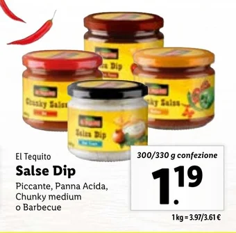 Lidl El Tequito Salse Dip 300/330 g confezione offerta