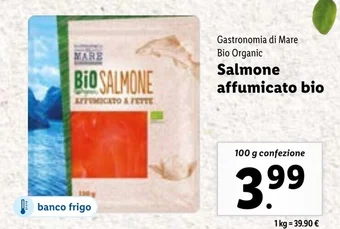 Lidl Gastronomia di Mare Bio Organic Salmone affumicato bio 100 g confezione offerta