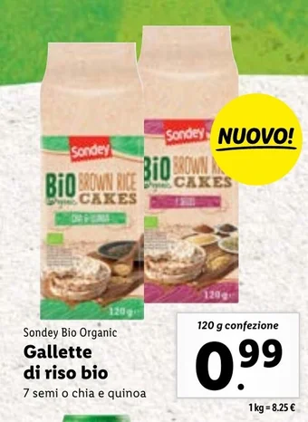 Lidl Sondey Bio Organic Gallette di riso bio 120 g confezione offerta