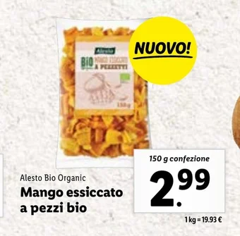 Lidl Alesto Bio Organic Mango essiccato a pezzi bio 150 g confezione offerta