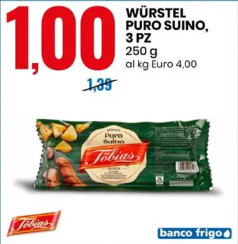 Eurospin WÜRSTEL PURO SUINO 3 PZ 250 g offerta