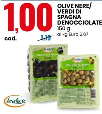 Eurospin OLIVE NERE/ VERDI DI SPAGNA DENOCCIOLATE 150 g offerta
