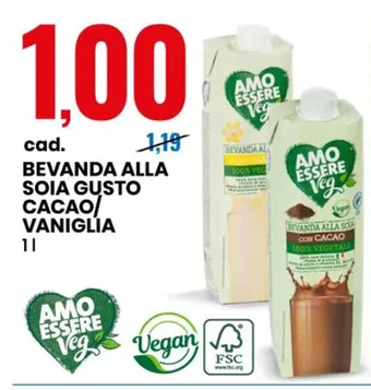 Eurospin BEVANDA ALLA SOIA GUSTO CACAO/ VANIGLIA 1 l offerta