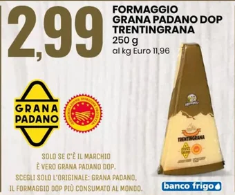 Eurospin FORMAGGIO GRANA PADANO DOP TRENTINGRANA 250 g offerta