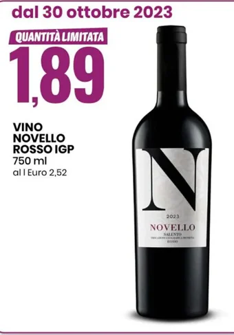 Eurospin VINO NOVELLO ROSSO IGP 750 ml offerta