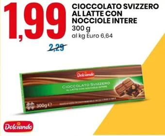 Eurospin CIOCCOLATO SVIZZERO AL LATTE CON NOCCIOLE INTERE 300 g offerta