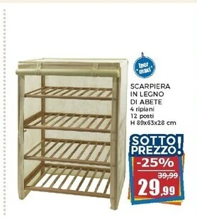 Happy Casa Scarpiera in legno di abete offerta