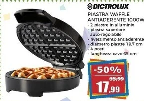 Dictrolux piastra waffle antiaderente 1000w