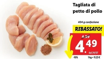 Tagliata di petto di pollo