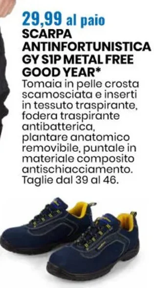 Eurospin Scarpa ANTINFORTUNISTICA GY SIP METAL FREE GOOD YEAR offerta