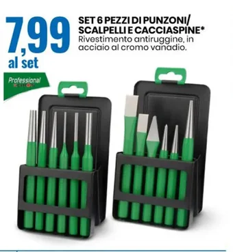 SET 6 PEZZI DI PUNZONI/ SCALPELLI E CACCIASPINE