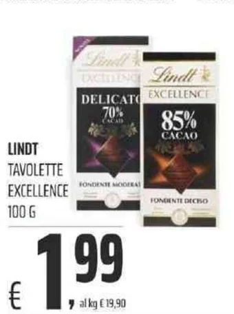 Coop LINDT TAVOLETTE EXCELLENCE 100 G offerta