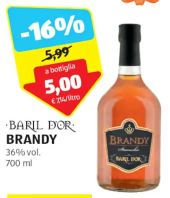 ALDI BARIL D'OR. BRANDY 700 ml offerta