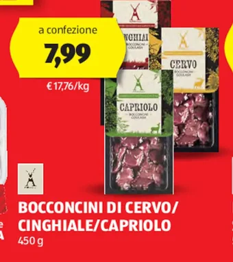 ALDI BOCCONCINI DI CERVO/ CINGHIALE/CAPRIOLO 450 g offerta