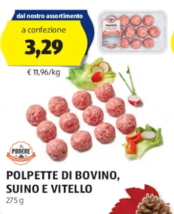 ALDI POLPETTE DI BOVINO, SUINO E VITELLO 275 g offerta